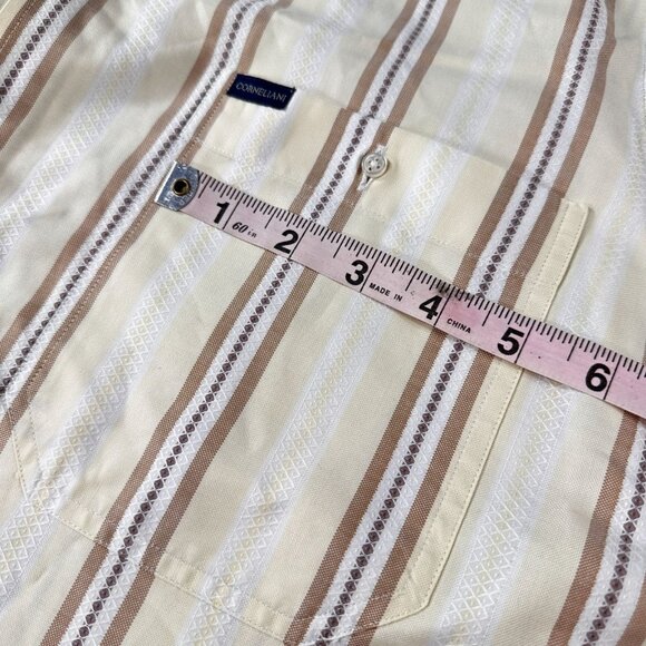 Corneliani Button Down Dress Shirt Mens Italy Cotton Striped Long Sleeve Top - Picture 13 of 16